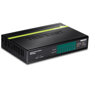 TRENDnet TPE-TG82g 8-Port Unmanaged Gigabit Ethernet PoE+ Switch, 61W power budget, wall mountable